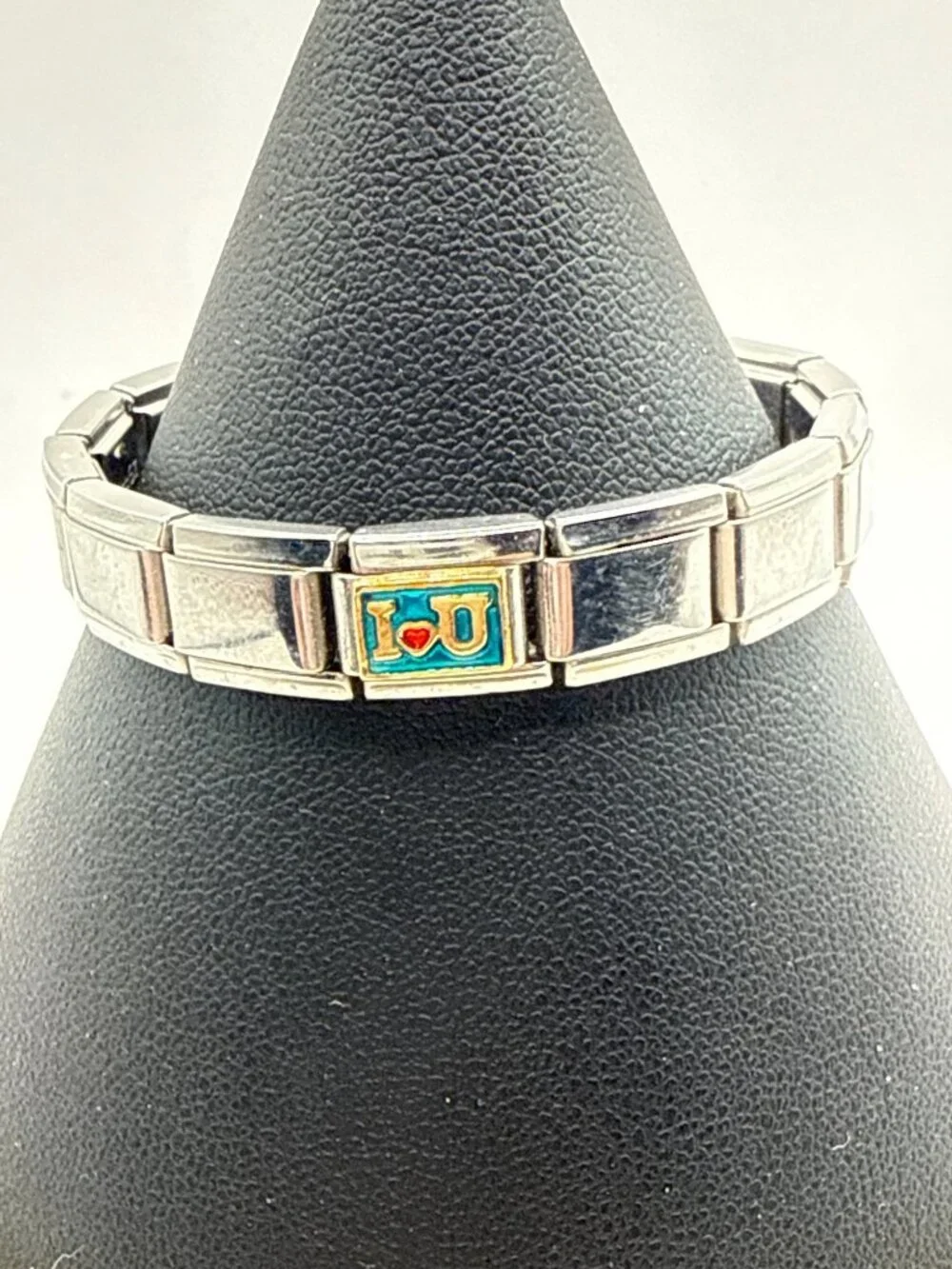 Y2K Italian Charm Bracelet Stainless Steel Enamel Ladybug Gold Tone Flower